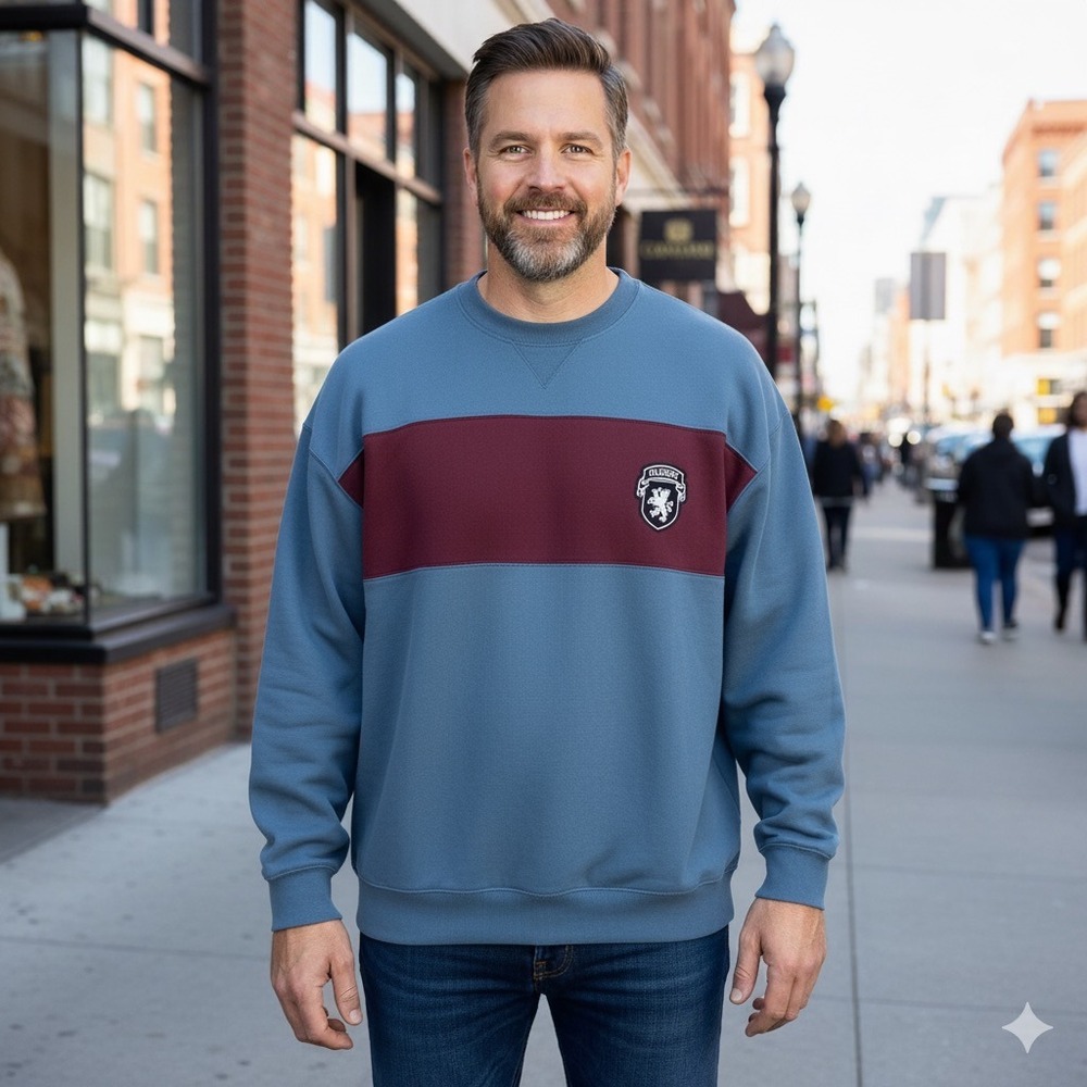 Tommy Hilfiger Men's Blue Stripe Crewneck Sweatshirt XXL Patch Vintage Y2K 90s